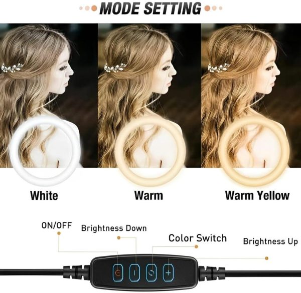 LED Ring Light with metal tripod stand and mobile holder -multi color lighting -3pcs - Image 5