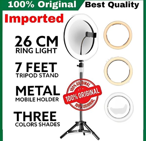 LED Ring Light with metal tripod stand and mobile holder -multi color lighting -3pcs